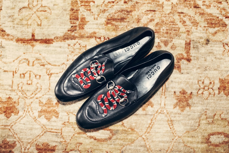 Gucci Leather Loafers With Snake Detail