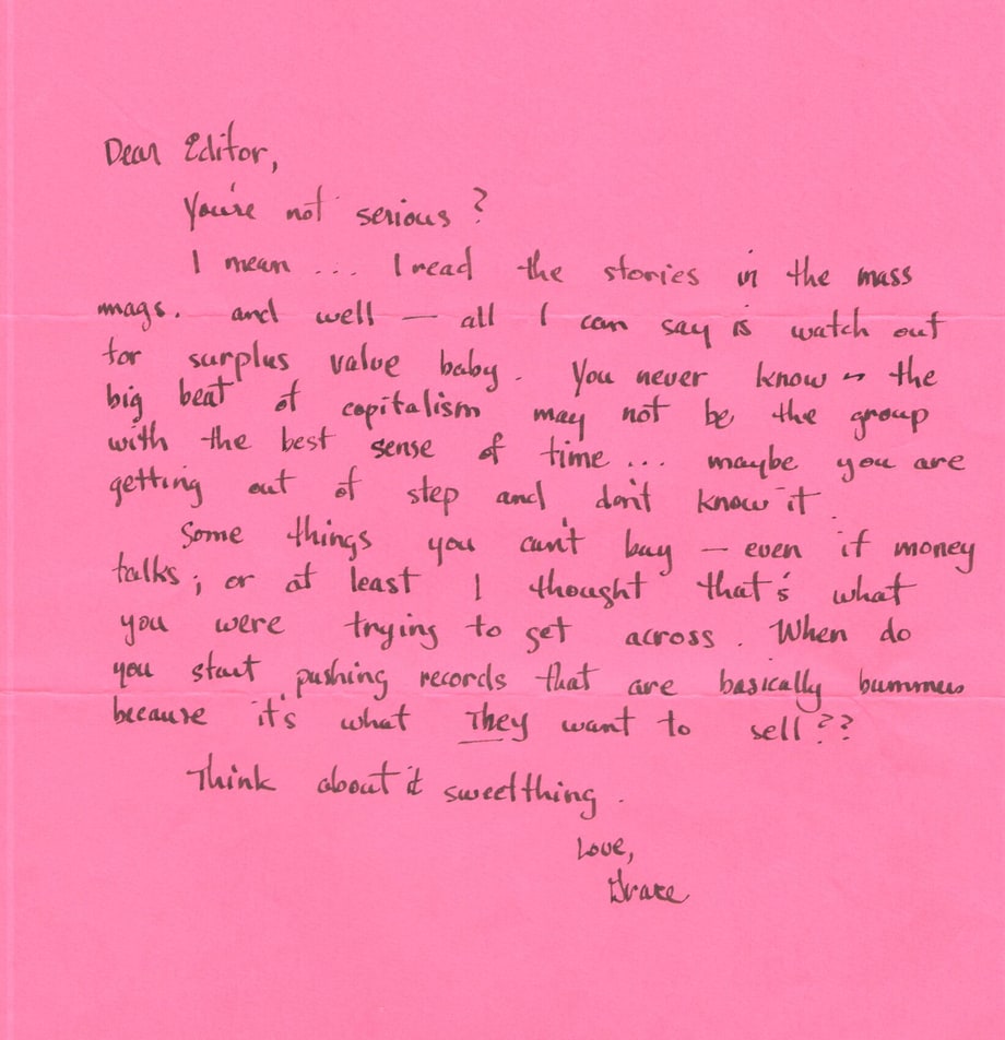 Grace Slick's Letter to the Editor