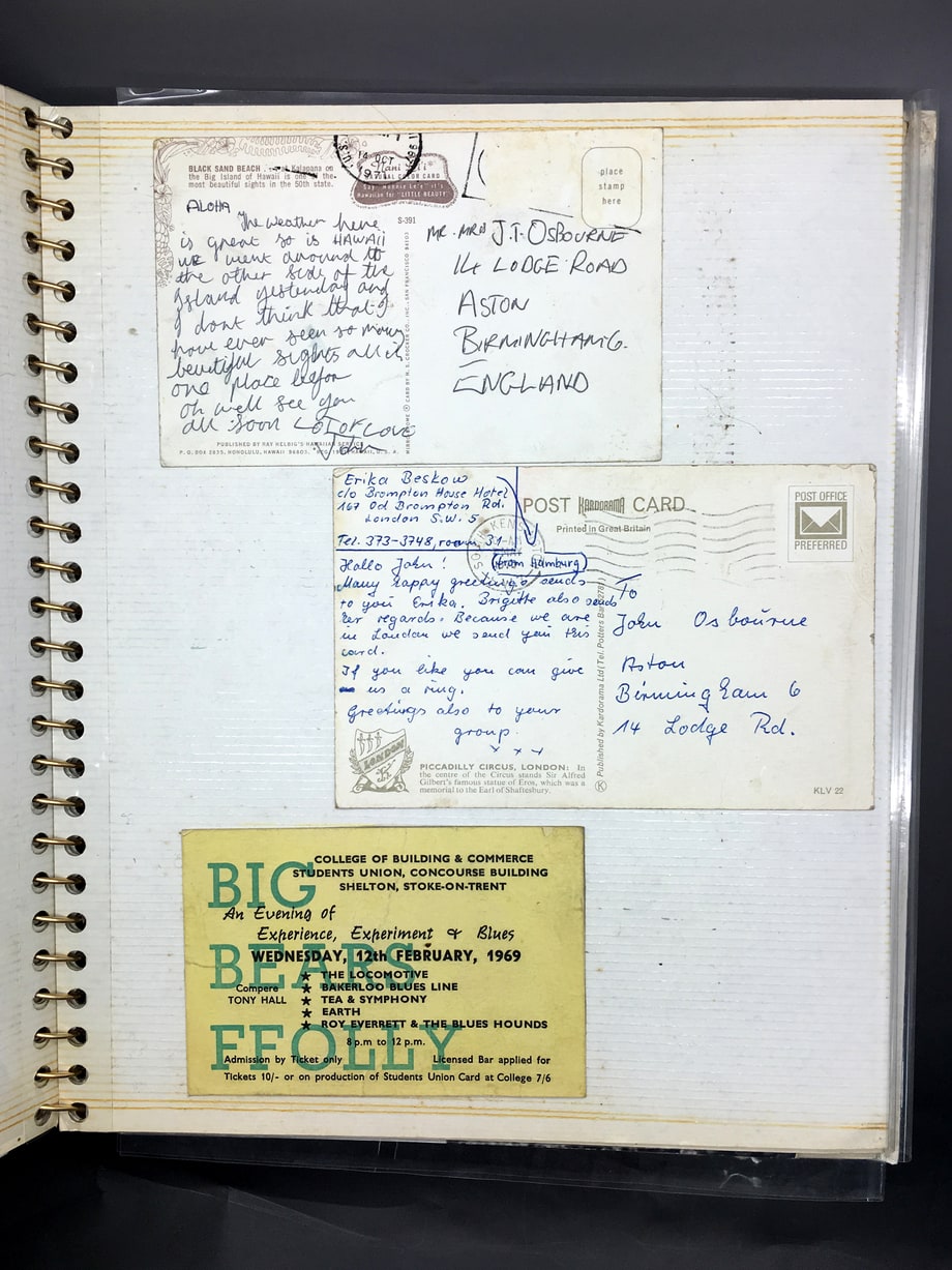 A Note From Ozzy, a Postcard From the Band and a Ticket Stub
