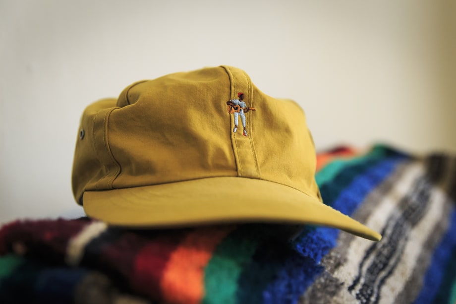 Hat from a 'Life Aquatic' store he found in Korea.