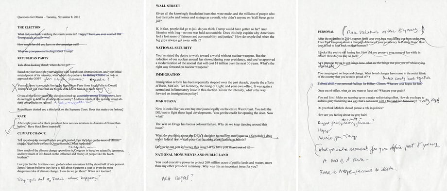 President Obama: Notes for Exit Interview