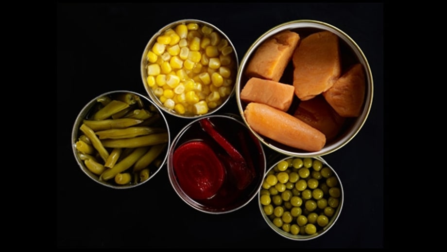 Canned foods and plastic containers