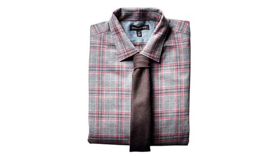 Banana Republic Luxe Brushed Twill Grey Tattersall shirt