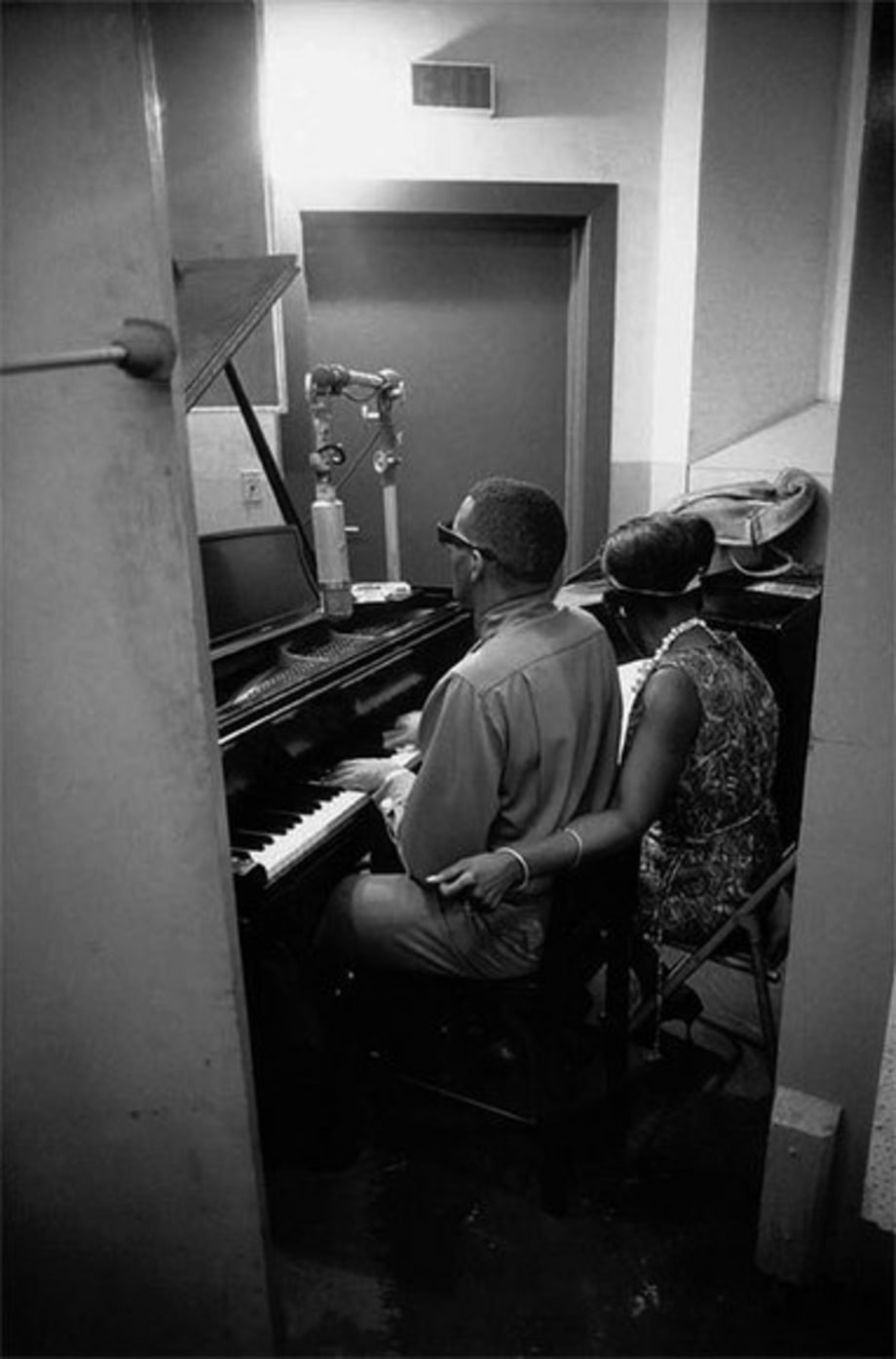 Ray Charles recording at the ABC Paramount studios in New York City.
