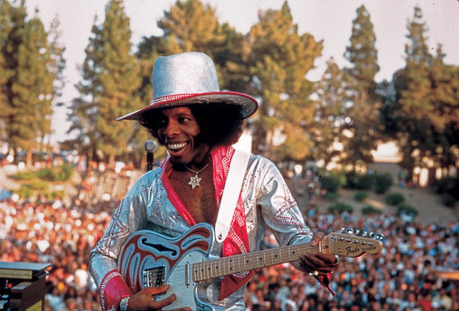 Sly Stone photographed in San Jose, California during the Northen California Folk Rock Festival.