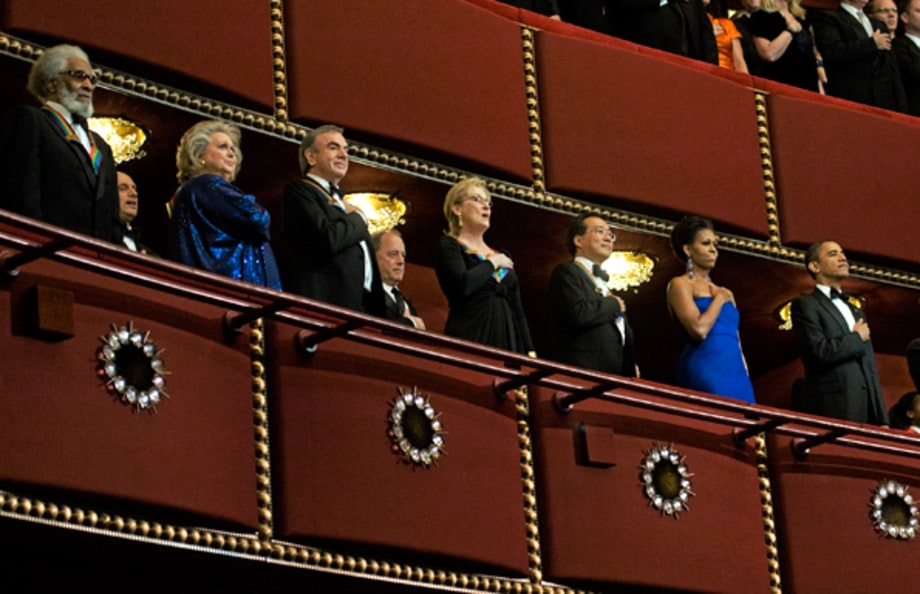 Guests Join President Barack Obama for the national anthem