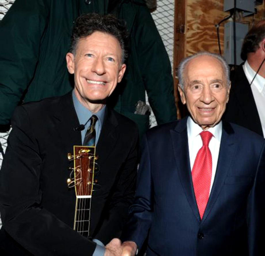 Israeli President Shimon Peres and Lyle Lovett
