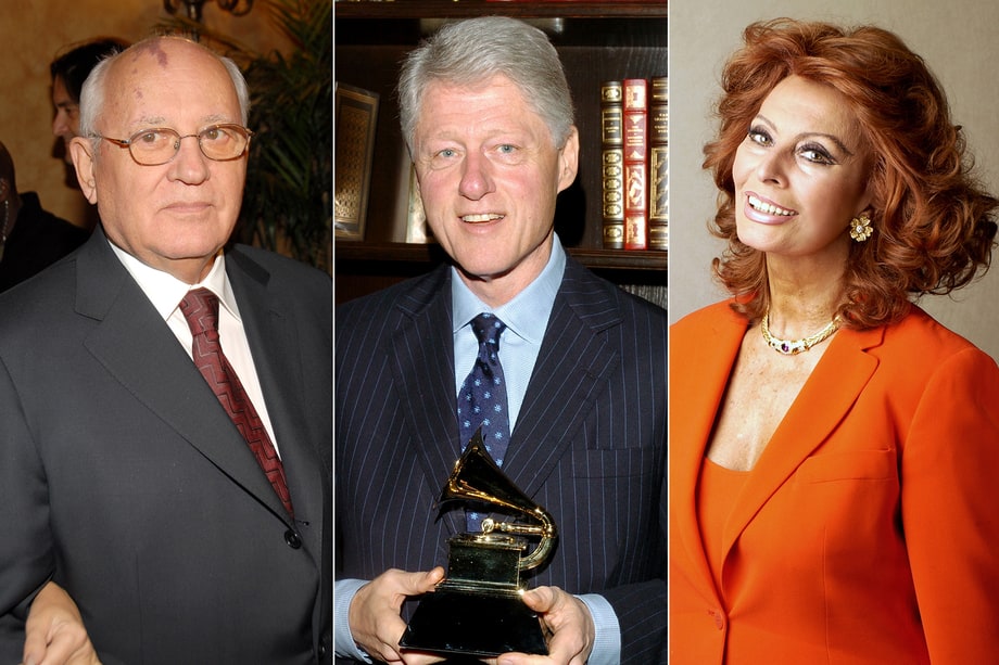 Mikael Gorbachev, Bill Clinton and Sophia Loren