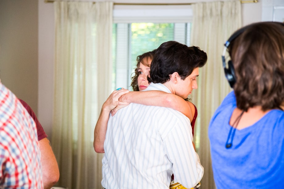 Jennifer Grey and Craig Roberts, on the 'Red Oaks' set
