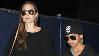 Angelina Jolie Rocks Tight Black Leather Pants at Airport With Maddox