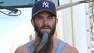 Chris Pine Wears Long Gray Beard on the Set of Stretch