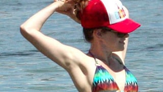Alyson Hannigan Shows Off Skinny Bikini Body Stretching on Beach