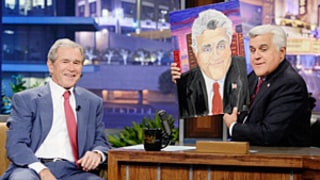 George Bush Shows Off Painting Hobby, Shares Jay Leno Portrait