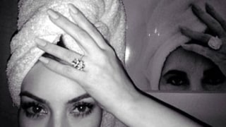 Kim Kardashian Mimics Elizabeth Taylor in Selfie With Ring, Towel on Her Head
