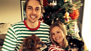 Kristen Bell, Husband Dax Shepard Wear Matching Christmas Onesie Pajamas With Dogs: Picture