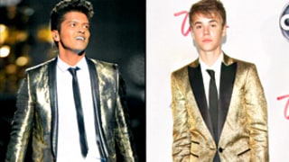 Bruno Mars at Super Bowl vs. Justin Bieber: Who Wore the Gold Blazer Best?