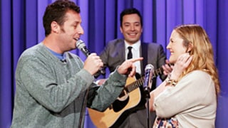 Adam Sandler, Pregnant Drew Barrymore Sing About Their Love on Tonight Show