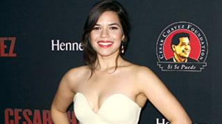 America Ferrera Looks Slim in Strapless Dress at Cesar Chavez Premiere