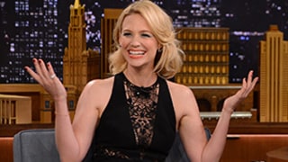 January Jones Goes Without Underwear In Sexy Black Jumpsuit on Tonight Show: Pictures