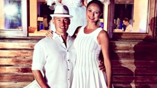 Stacy Keibler Glams Up Baby Bump In Tight White Dress at Wedding: Picture