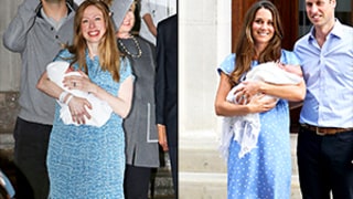 Chelsea Clinton Makes Post-Baby Debut With Newborn Daughter Charlotte in Blue Dress: Kate Middleton Comparison Photos