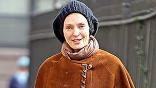 Uma Thurman Goes Without Makeup, Rocks the Cape Trend in NYC: See the Photos!