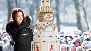 Priscilla, Lisa Marie Presley Celebrate Elvis' 80th Birthday at Graceland With Elaborate, Eight-Tier Cake -- See the Pics!