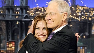 Julia Roberts Gives David Letterman One Last Late Show Kiss: See Their Very First!