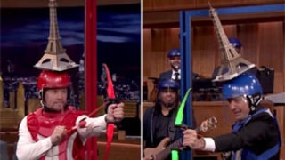 Mark Wahlberg, Jimmy Fallon Shoot Objects Off Each Other's Heads in Headshots: Watch!