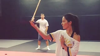 Olivia Munn Sword Fights Better Than Her Boyfriend Aaron Rodgers in Funny New Video