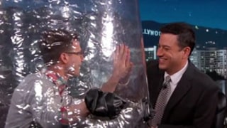 Andy Samberg Wears Bubble Boy Suit on Jimmy Kimmel Live to Stop Infecting Everyone With the Flu!