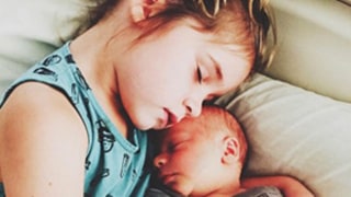Tiffani Thiessen's Daughter Harper, Newborn Son Holt Cuddle in New Photo