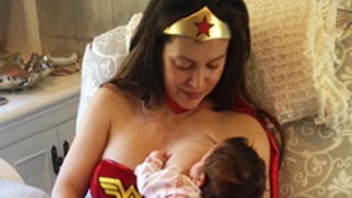 Alyssa Milano Champions Breastfeeding with TBT Photo of Herself as Wonder Woman Feeding Baby