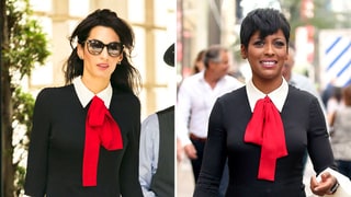 Amal Clooney, Tamron Hall Wore the Same Bow-Topped Dress on the Same Day