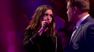Anne Hathaway Mocks James Corden in Hilarious Rap Battle
