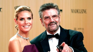 Heidi Klum Brings Her Dad as Red Carpet Date, Stuns in Plum Ball Gown