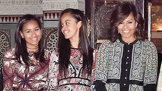 Michelle, Malia and Sasha Obama Coordinate in Paisley Prints for Dinner in Morocco