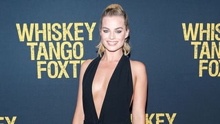 Margot Robbie's Plunging Black Jumpsuit on the Red Carpet Is Down to There