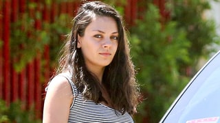 Pregnant Mila Kunis Sports Clingy Dress on Outing With Ashton Kutcher: Photos
