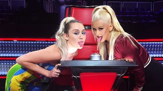 Miley Cyrus, Christina Aguilera Bond on Set of 'The Voice' — With Tongues!