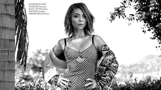 Sarah Hyland Models a Skimpy Swimsuit With Knee-High Gladiator Boots for Remix Magazine