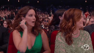 Let's Watch Tina Fey React to Jimmy Kimmel's Bill Cosby Bit at Emmys 2016 Again, Shall We? GIF