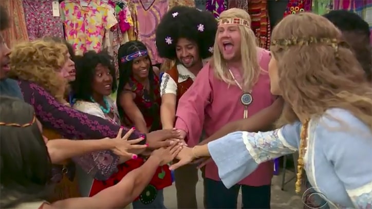 Watch Lin-Manuel Miranda, James Corden in 'Crosswalk the Musical: Hair'