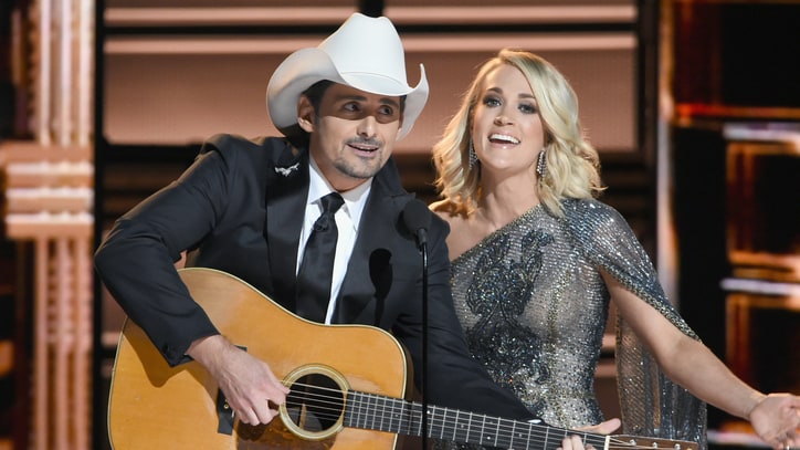 See Carrie Underwood, Brad Paisley Lampoon Trump, Hillary at CMA Awards