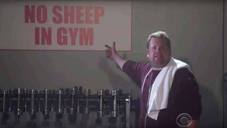 Watch James Corden in Kanye West's 'Fade' as Cranky Gym Member