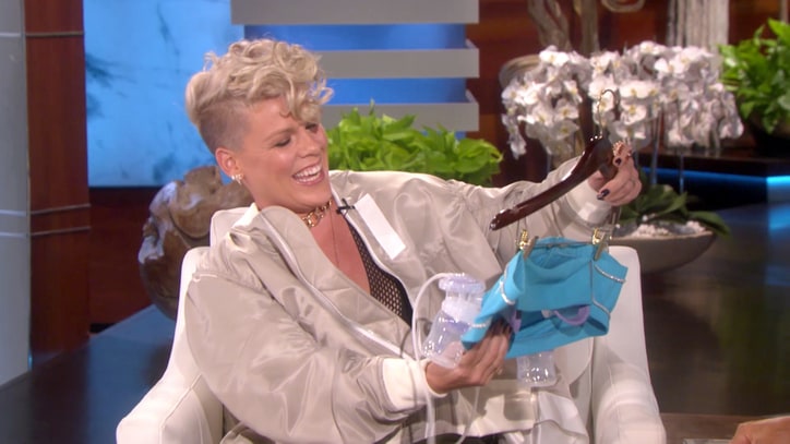Watch Pink Talk Inspirational VMAs Speech, Breastfeeding Son on 'Ellen'