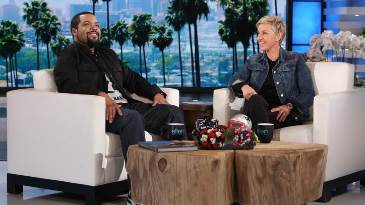 Watch Ice Cube, Ellen DeGeneres Prep for Super Bowl With 'Foot Flickers'