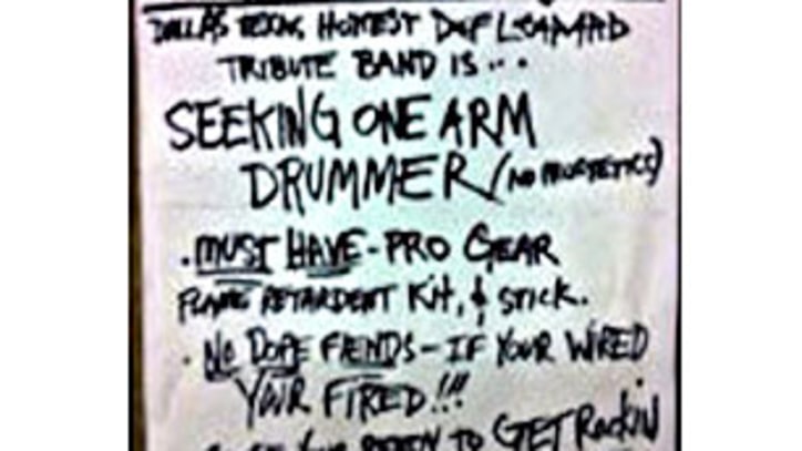 Digest: Def Leppard Tribute Band Seeks Armless Drummer; T.I. Busted For Prison Visit Handjob