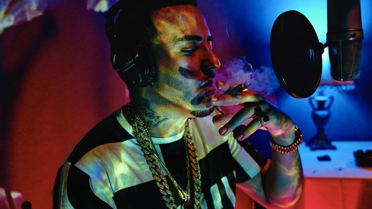 Bling, Bottles and Chris Brown: See Photos of French Montana in the Studio