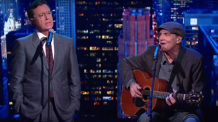 Watch James Taylor Sing 'Fire and Rain and Calzones' With Stephen Colbert